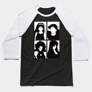 All The Main Characters In Golden Boy Anime In A Black And White Kawaii Minimalist Pop Art Design Baseball T-Shirt